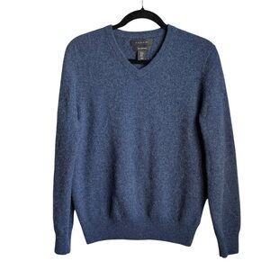Tahari Men's 💯 Cashmere Blue V-Neck Sweater Size Medium